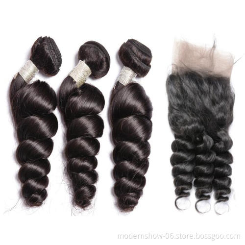 Cuticle Aligned Hair Straight Body Curly Water Loose Brazilian Human Hair Bundles With Lace Frontal Closure